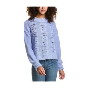 Free People Women's XS Blue Cable-Knit Pullover Sweater Chunky Knit